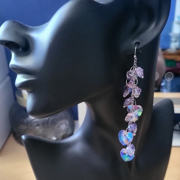 local artisan handmade Jewelry - Iridescent Heart Drop Earrings